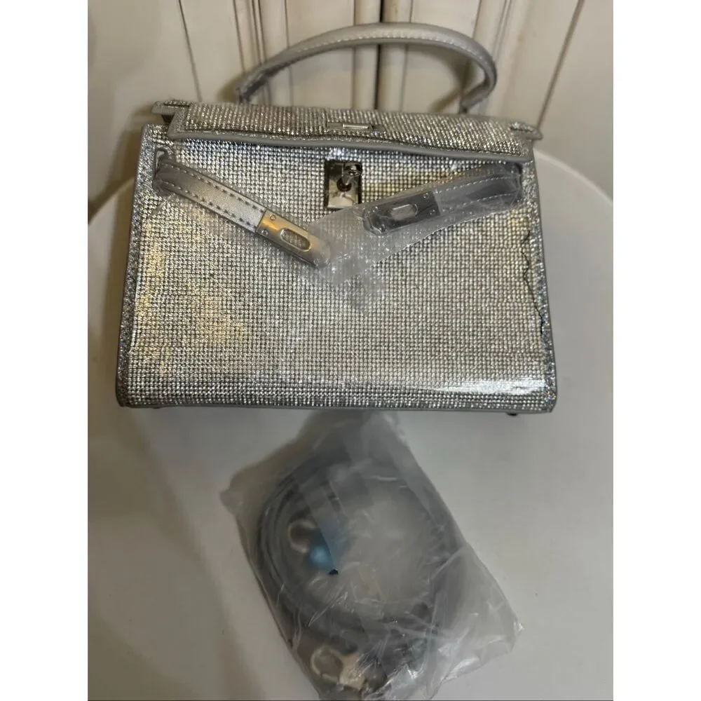 Lola+The Boys Women's Rhinestone Crystal Dream Evening Purse Silver OS NWT